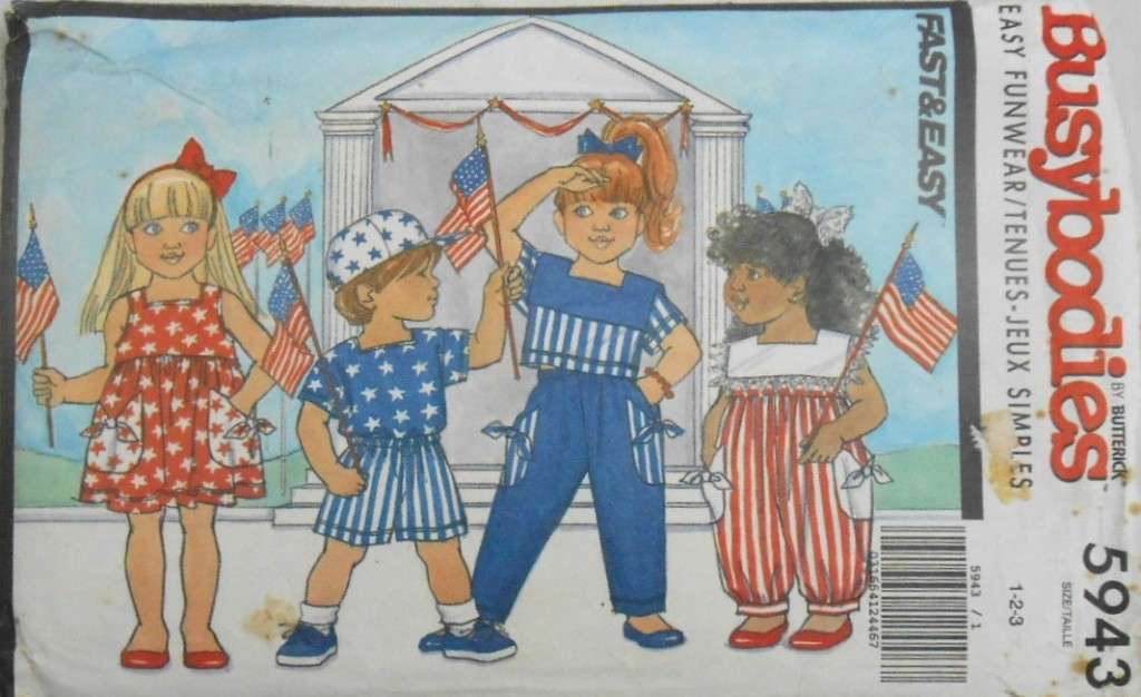 BUTTERICK 5943 TODDLERS DRESS-JUMPSUIT-TOP-PANTS SIZE 1-2-3 YEARS COMPLETE-CUT TO 3 YEARS