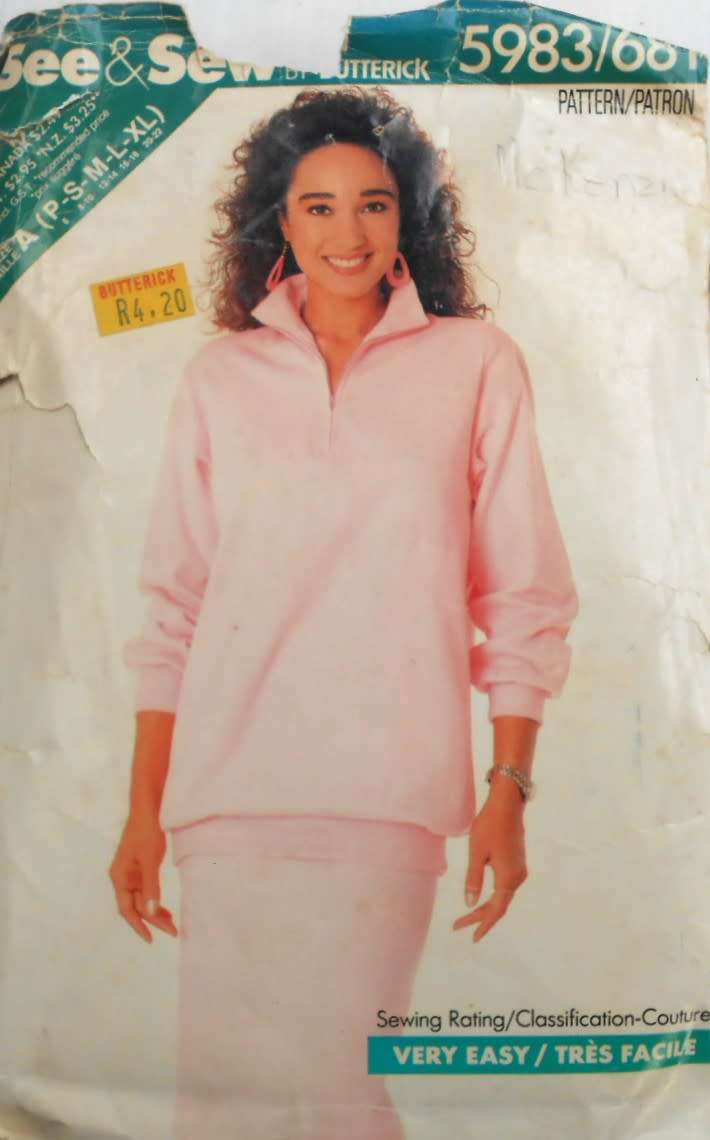 BUTTERICK 5983 TRACKSUIT TOP & SKIRT SIZE P-S-M-L-XL COMPLETE-CUT TO XL-ZIPLOC