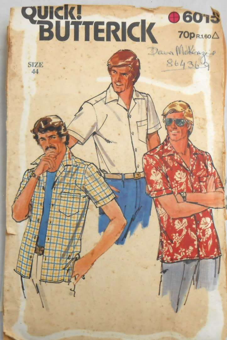 BUTTERICK 6015 MENS SHIRT SIZE 44 COMPLETE-ZIPLOC