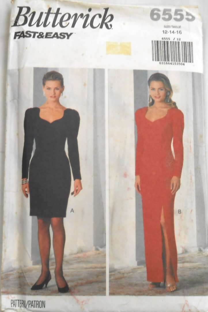 BUTTERICK 6555 FITTED LINED DRESS SIZE 12-14-16 - CUT TO 16-SEE LISTING
