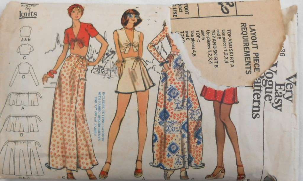 VOGUE 8602 TOP & WRAP SKIRT SIZE 14 COMPLETE-ZIPLOC