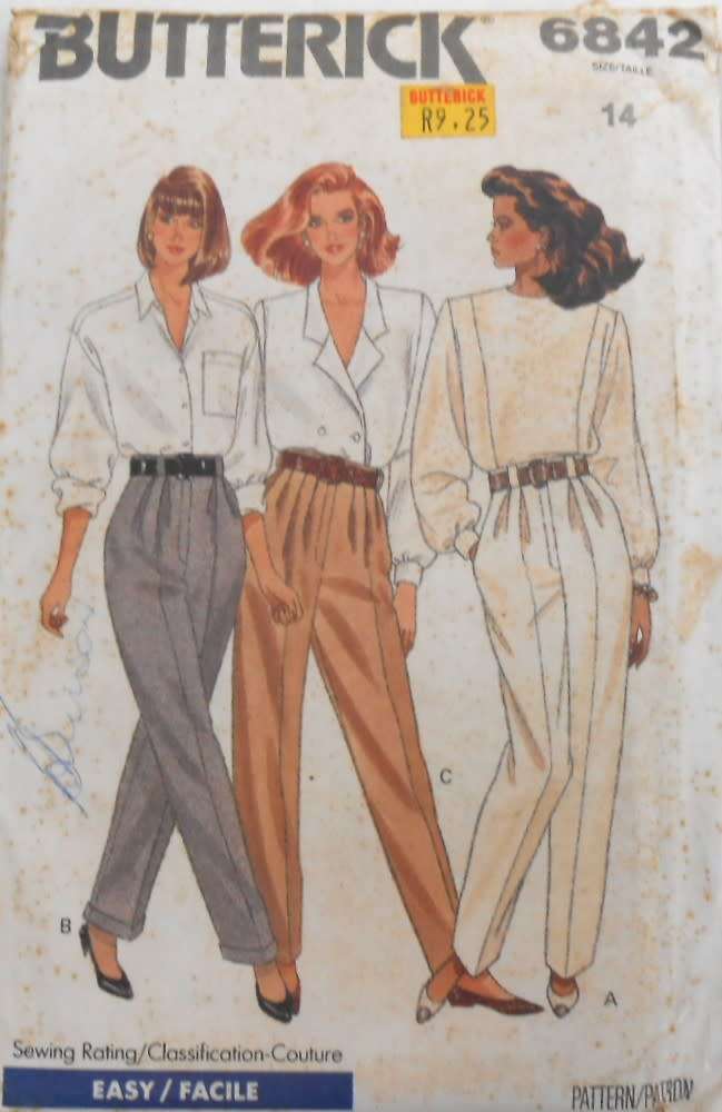 BUTTERICK 6842 TAPERED PANTS SIZE 14 COMPLETE-UNCUT-F/FOLDED