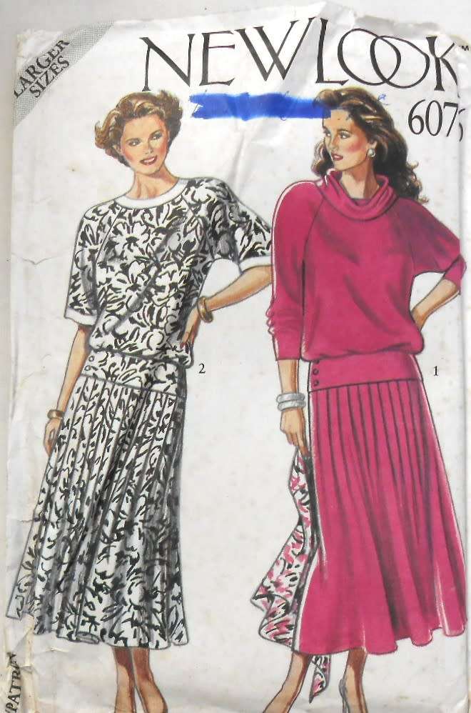NEW LOOK PATTERNS 6076 SHORT & LONG SLEEVE TOP & SKIRT SIZE 18-28 COMPLETE-UNCUT-F/FOLDED