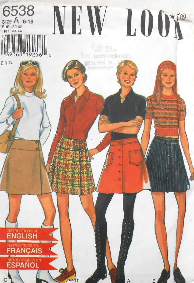 NEW LOOK PATTERNS 6538 SET OF SKIRTS SIZE 6-16 COMPLETE-UNCUT-F/FOLDED
