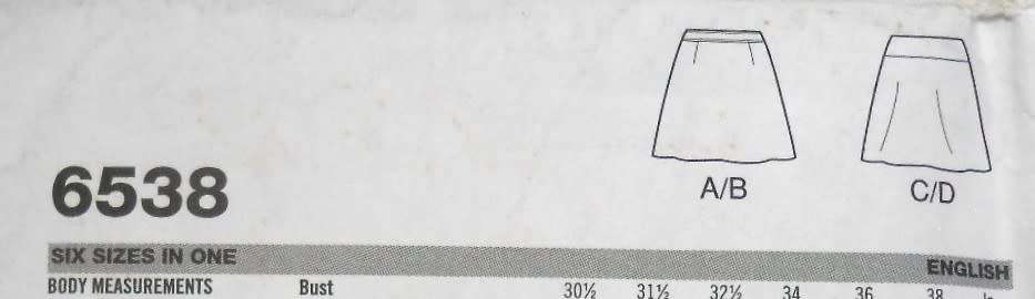 NEW LOOK PATTERNS 6538 SET OF SKIRTS SIZE 6-16 COMPLETE-UNCUT-F/FOLDED