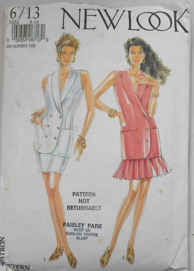 NEW LOOK PATTERNS 6713 TOP & SKIRT-STRAIGHT/FLARED SIZE 8-18 COMPLETE-CUT TO 18