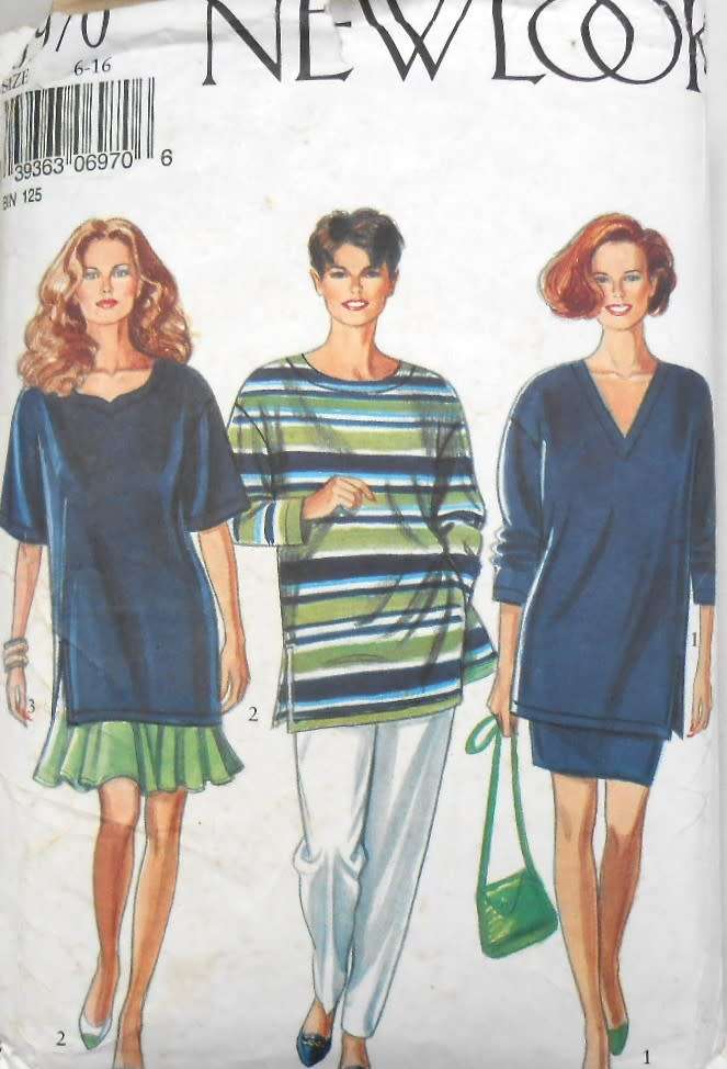 NEW LOOK 6970 LONG/SHORT SLEEVE TOP-STRAIGHT/FLARE SKIRT-PANTS SIZE 6-16 COMPLETE-PART CUT TO 8