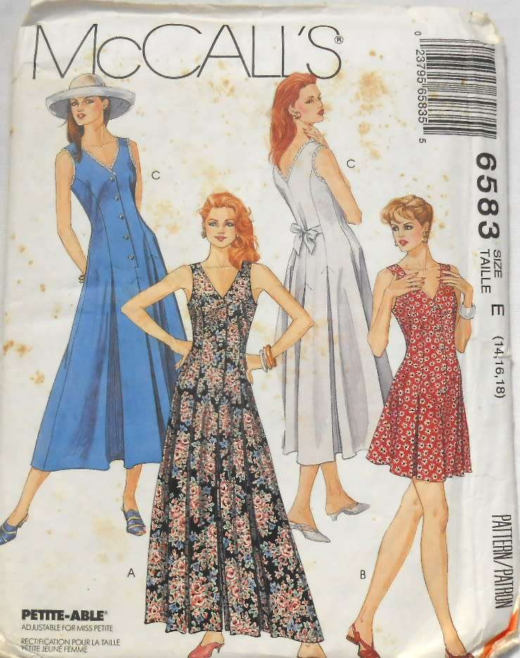 McCALLS 6583 JUMPSUIT-ROMPER-DRESS SIZE 14-16-18 COMPLETE-UNCUT-F/FOLDED