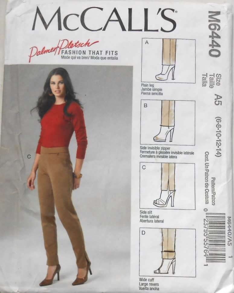 McCALLS M6440 SET OF PANTS SIZE 6-8-10-12-14 COMPLETE-CUT TO 14