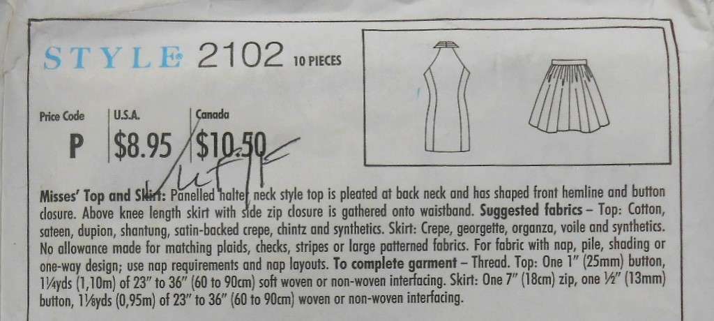 STYLE 2102 PANELLED HALTER STYLE TOP-SKIRT SIZE 6-16-COMPLETE-UNCUT-F/FOLDED