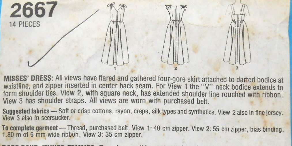 STYLE 2667 SUMMER DRESSES WITH FLARED 4 GORE SKIRTS SIZE MED 12-14 -COMPLETE