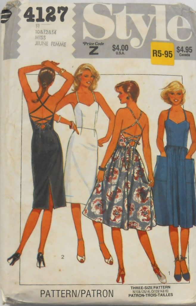 STYLE 4127 DRESS WITH SHOULDER STRAPS SIZE 10-12-14 COMPLETE-UNCUT-F/FOLDED