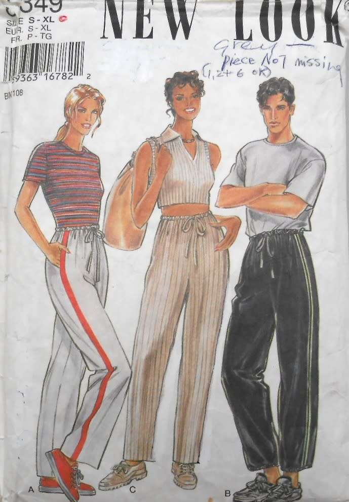 NEW LOOK PATTERNS 6349 DRAWSTRING PANTS SIZE S-XL (34-48) CUT TO L (42-44) NO VIEW C SUPPLIED