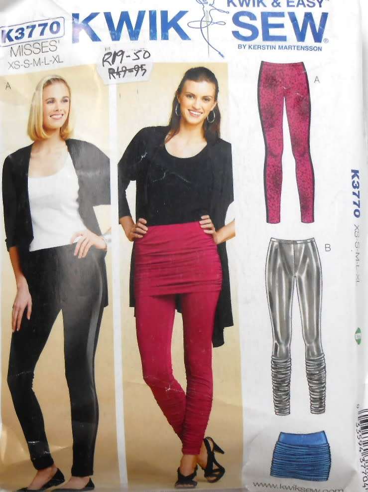 KWIK SEW PATTERNS K3770 LEGGINGS & SKIRT SIZE XS-XL (82-120) CUT TO L-XL (106-120)