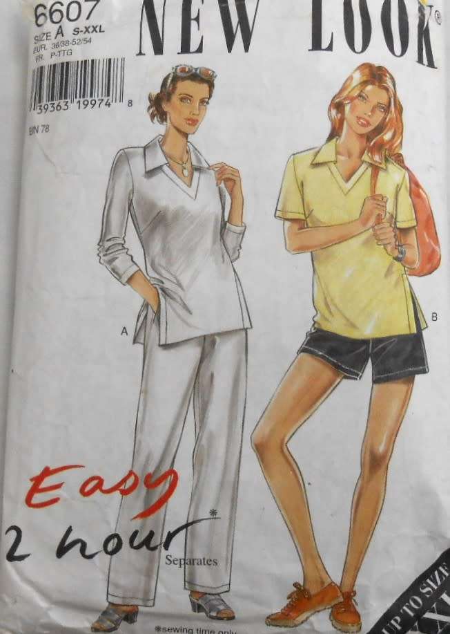 NEW LOOK PATTERNS 6607 TOP & PANTS SIZE S-XXL  (10-28) SEE LISTING CUT TO XL (22-24)