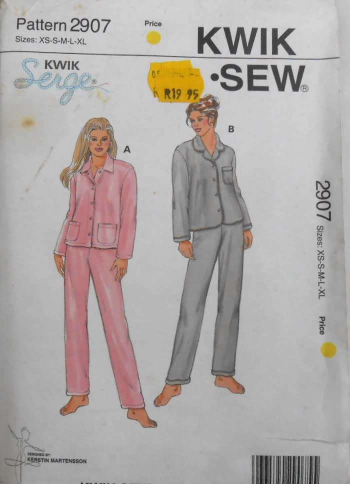 KWIK SEW PATTERNS 2907 PJS SIZE XS-XL (80-114 CM) CUT TO L (102-106 CM )  PANTS & TOP UNCUT