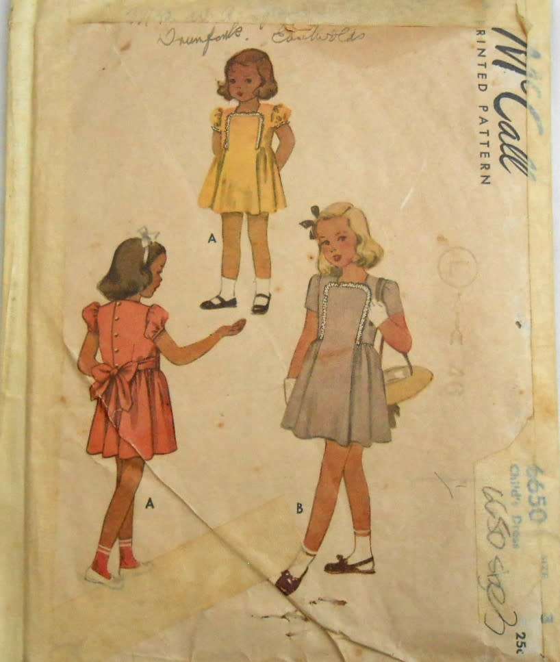 V/VINTAGE McCALLS 6650 GIRLS DRESS SIZE 3 YEARS COMPLETE-ZIPLOC