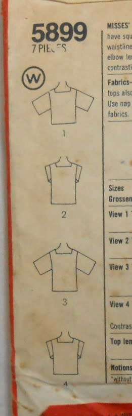 VINTAGE SIMPLICITY 5899 LOOSE FITTING PULLOVER TOPS  SIZE 6-8-10-COMPLETE-ZIPLOC