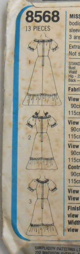 SIMPLICITY 8568-DRESS& SASH SIZE 12 BUST 87 CM COMPLETE