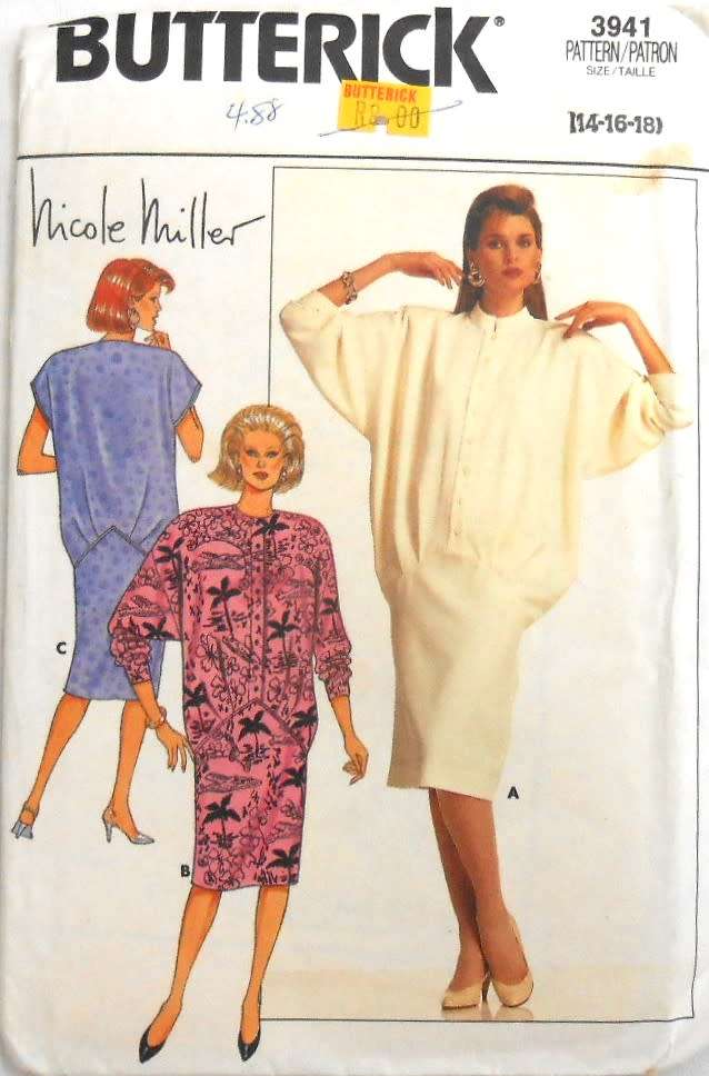 BUTTERICK 3941 DOLMAN SLEEVE DRESS SIZE 14-16-18 - COMPLETE CUT TO SIZE 14