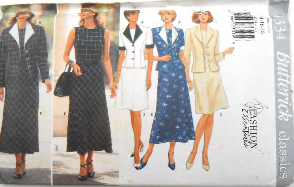 BUTTERICK 4334 JACKET & DRESS SIZE 14-16-18  COMPLETE-UNCUT-F/FOLDED