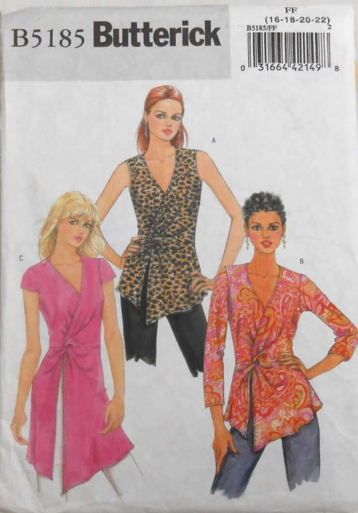 BUTTERICK B5185 SET OF TOPS SIZE 16-18-20-22 COMPLETE-CUT TO 20
