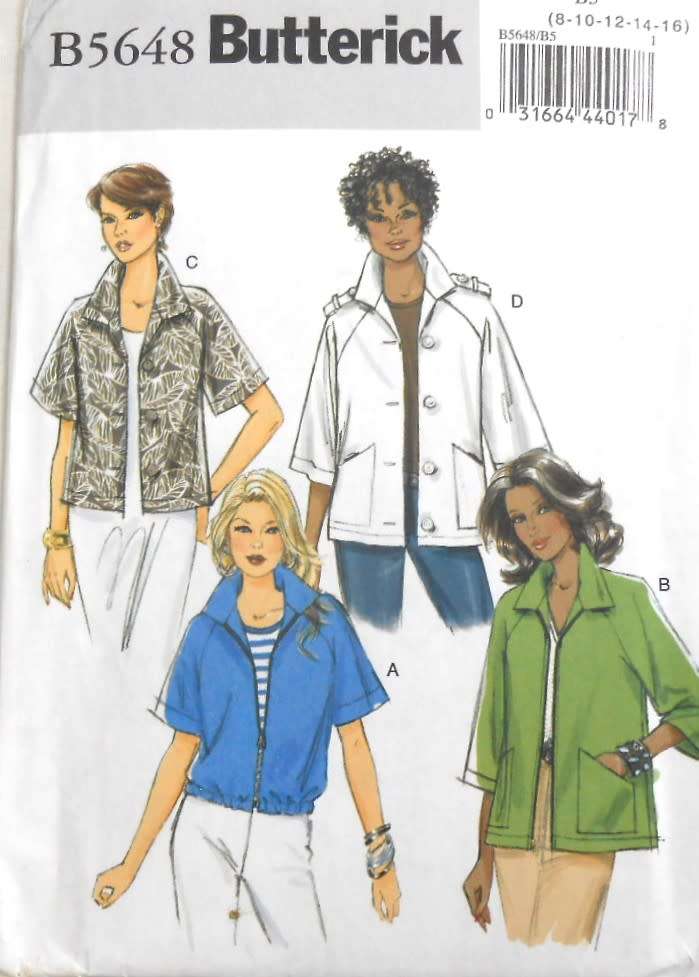 BUTTERICK B5648 SETOF JACKETS SIZE 8-10-12-14-16 COMPLETE-UNCUT-F/FOLDED