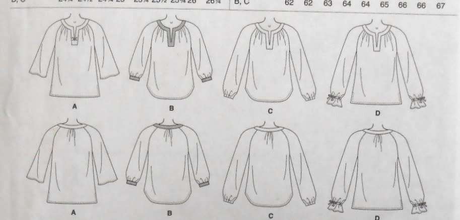 BUTTERICK B6632 VERY LOOSE FITTING PULLOVER TOPS SIZE 6-8-10-12-14 COMPLETE-CUT TO 14
