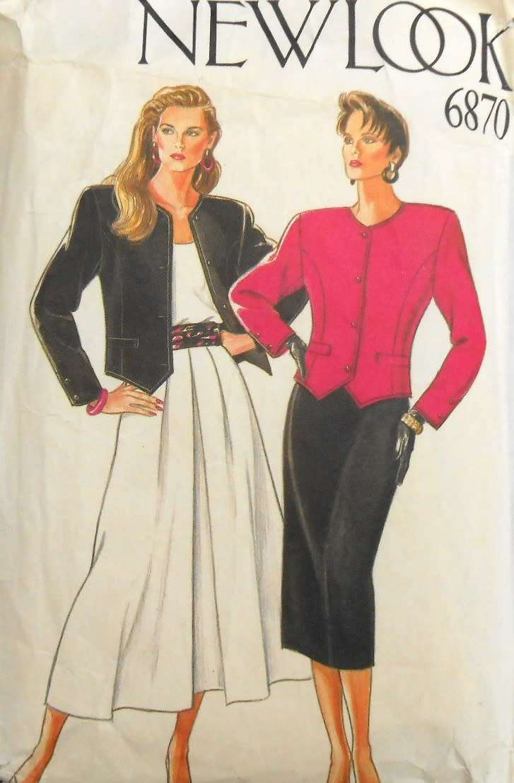NEW LOOK PATTERNS 6870SHORT JACKET & FULL SKIRT SIZE 8-18 COMPLETE-NO SLIM SKIRT SUPPLIED