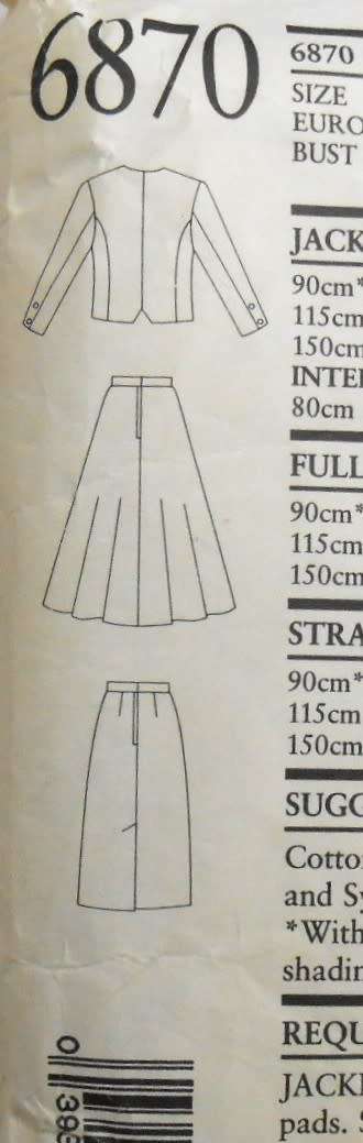 NEW LOOK PATTERNS 6870SHORT JACKET & FULL SKIRT SIZE 8-18 COMPLETE-NO SLIM SKIRT SUPPLIED