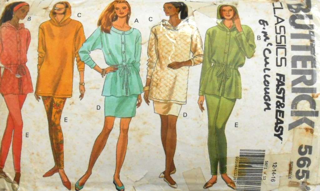 BUTTERICK 5651 TOPS-SKIRT-LEGGINGS- SIZE  12-14-16-COMPLETE- CUT TO 16-LEGGINGS CUT ALL SUPPLIED
