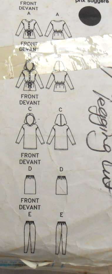 BUTTERICK 5651 TOPS-SKIRT-LEGGINGS- SIZE  12-14-16-COMPLETE- CUT TO 16-LEGGINGS CUT ALL SUPPLIED