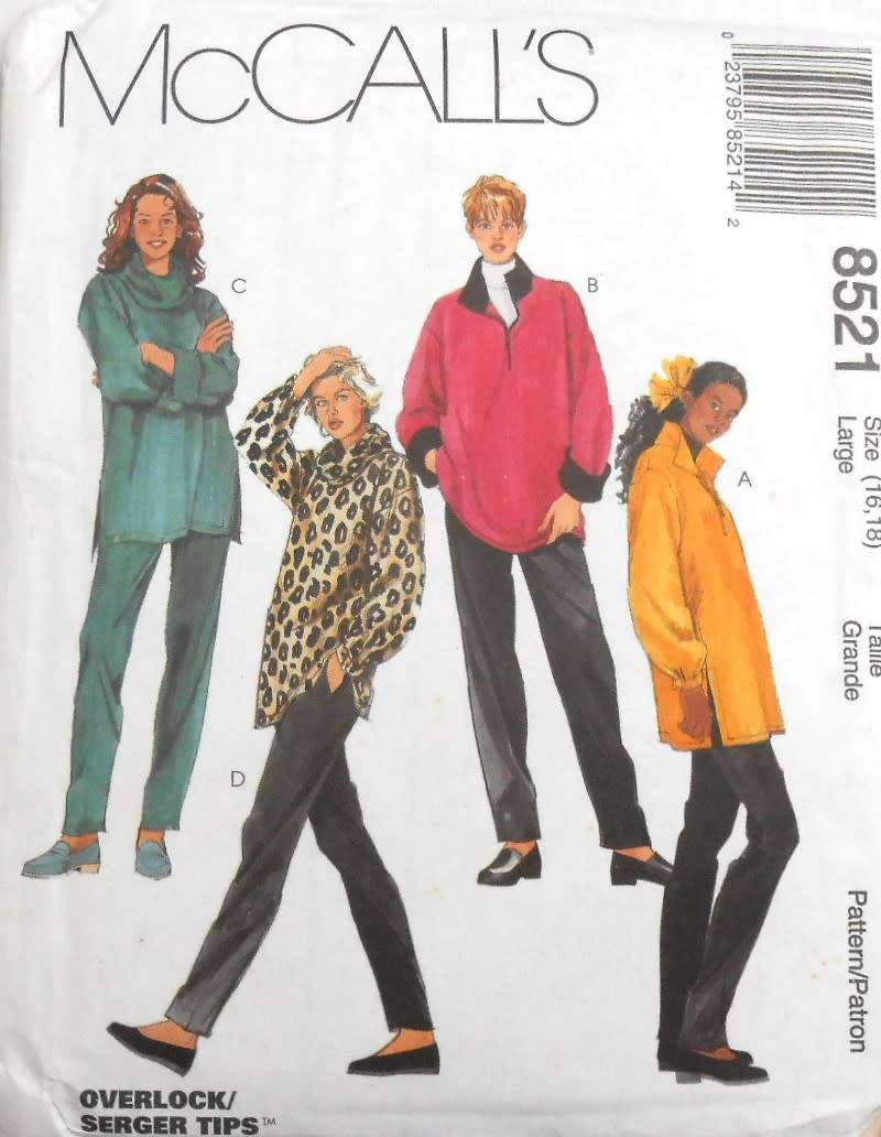 McCALLS 8521 TOPS & PULL ON PANTS (STRETCH KNITS) SIZE-LARGE 16-18 COMPLETE-UNCUT-F/FOLDED