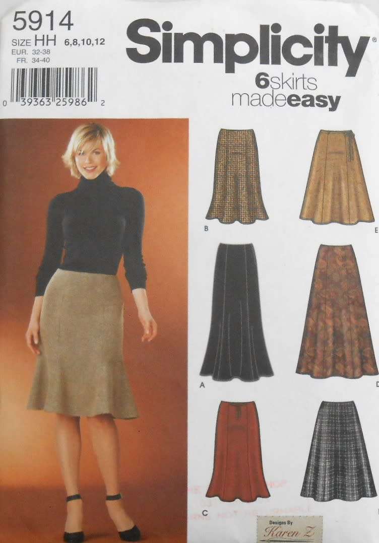 SIMPLICITY  5914  SET OF SKIRTS SIZE 6-8-10-12 PART CUT TO 12