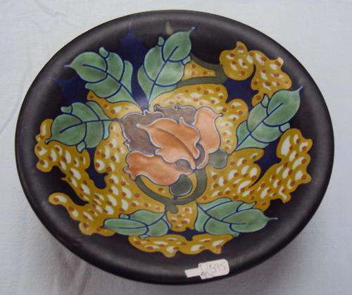 PRISTINE GOUDA - HOLLAND  BOWL ON RAISED STAND - REGINA 339 LOTUS -  SEE PICTURES TO APPRECIATE