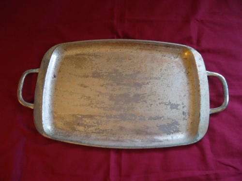 SILVER PLATED TRAY WITH HANDLES - NEEDS POLISH OR RE-PLATE