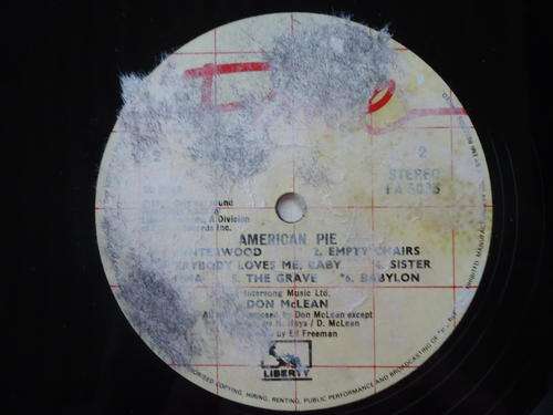 DON McLEAN  "AMERICAN PIE" - 1971 STEREO LP WITH WORN LABELS & NO COVER - SUPPLIED IN A WHITE SLEEVE