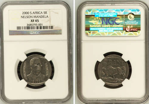 YES !!!! NGC GRADED - ULTRA RARE XF45 - 2000 MANDELA R5 COIN - BID PER COIN