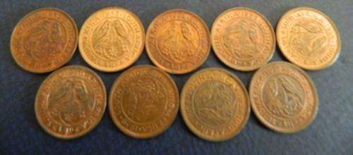 9 x SET OF UNC FARTHINGS (50's)  UNION COINS - SEE DATES BELOW - ONE BID FOR ALL 9 COINS