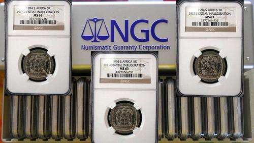 1 BID FOR ALL - 20 x MS63 + NGC PLASTIC SILVER COIN HOLDER - NGC GRADING - 1994 INAUGURATION R5 COIN