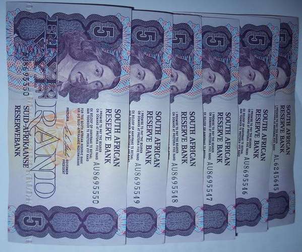 6 x UNC R5 NOTE - Sequence Numbers AU6845645 to 6845650 - TRUE IMAGE - 1 BID FOR ALL