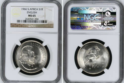 SILVER R1 COIN - NGC MS65 - 1966 ENG - ONLY 4 GRADED MS65