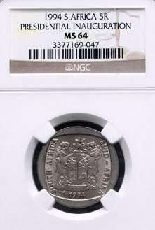 @@@ NGC GRADING  MS64 - VERY HIGH GRADE - 1994 INAUGURATION R5 COIN @@@