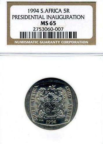 @@@ YES !!!! MS65 - NGC GRADING - ONLY 148 GRADED - 1994 INAUGURATION R5 COIN @@@