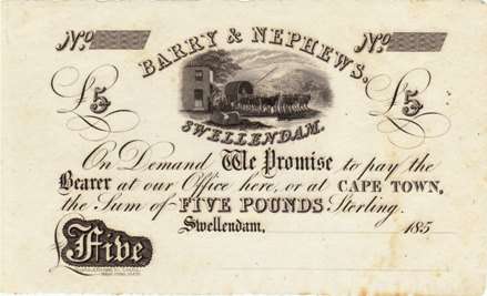 @@ ULTRA RARE - 1820's - CAPE of GOODHOPE - 5 SHILLING NOTE @@