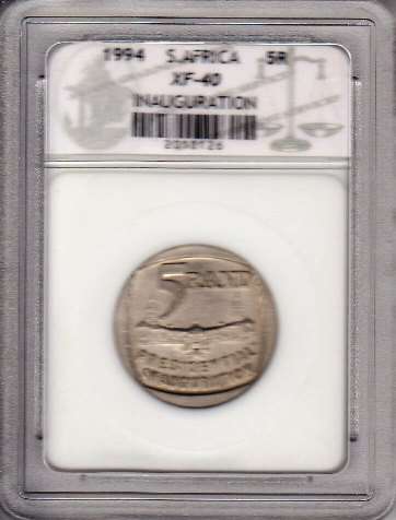 @@ XF40 - SACGS GRADING - VERY RARE GRADE - 1994 INAUGURATION R5 COIN @@@