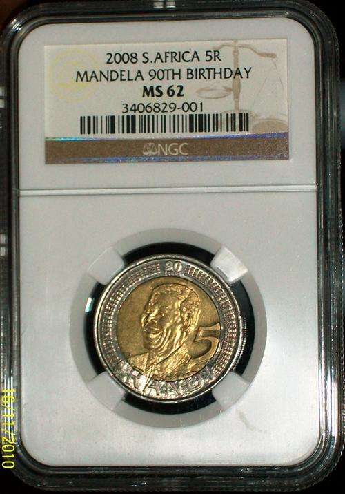 @@ YES !!!!  Very Rare Grade NGC MS62 - MANDELA BIRTH DAY 2008 R5 COIN  @@