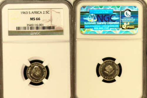 5 x 1963 - NGC GRADED MS66 HIGH GRADE - 2,5c - bid per coin