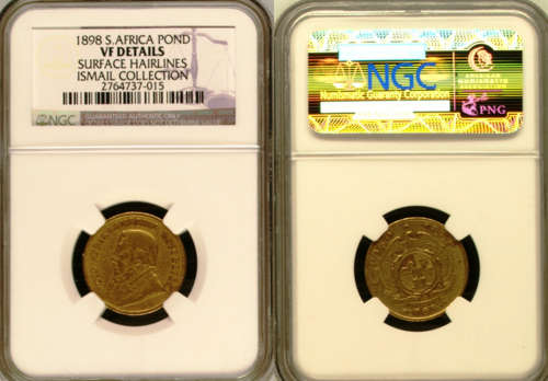 ZAR 1 POND 1898 - NGC GRADED VF DEATIL - TRUE IMAGE - 2764737-015