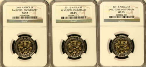 COMBO SET - NGC GRADED - MS65 & MS66 & MS67 - 90th SARB ANNIVERSARY - 1 BID FOR ALL